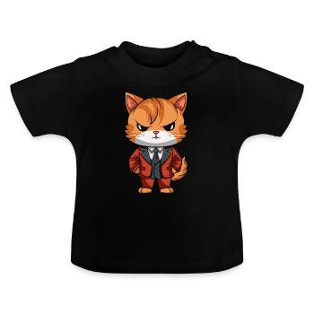 Katze Anzug - Baby Bio-T-Shirt mit Rundhals - Schwarz - Vorne