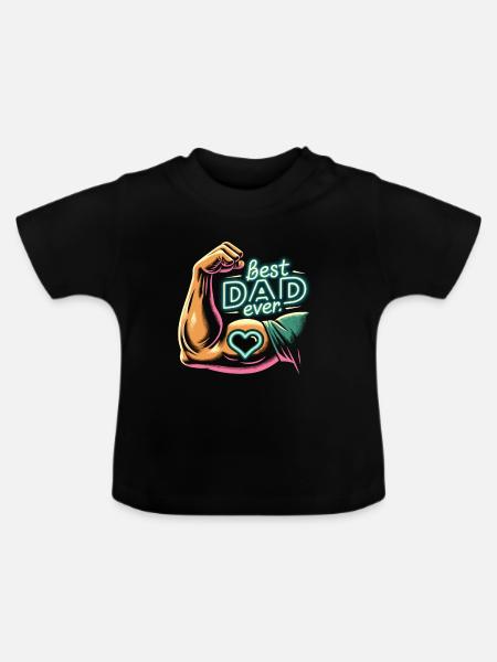 Best Dad Ever - Baby Bio-T-Shirt mit Rundhals - Schwarz