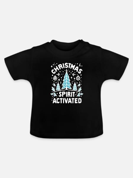 Weihnachtsstimmung aktiviert - Baby Bio-T-Shirt mit Rundhals - Schwarz