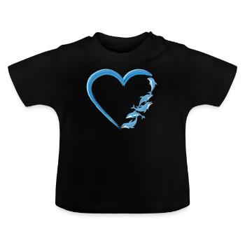 Dolphin Heart - Baby Bio-T-Shirt mit Rundhals - Schwarz - Vorne