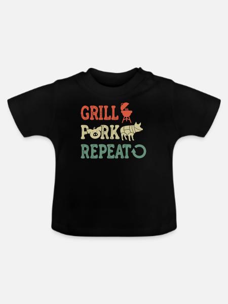 Grill Grillgrill Schweinefleisch - Baby Bio-T-Shirt mit Rundhals - Schwarz
