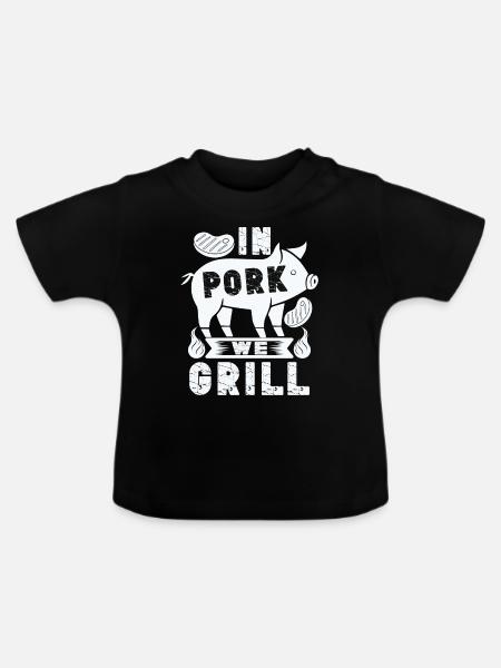 Grill Grillgrill Schweinefleisch - Baby Bio-T-Shirt mit Rundhals - Schwarz