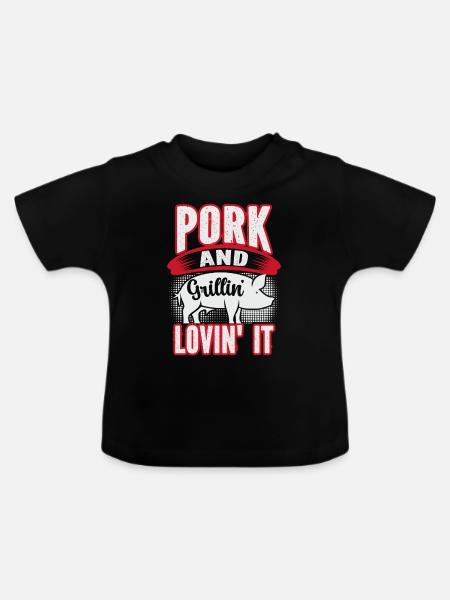 Grill Grillgrill Schweinefleisch - Baby Bio-T-Shirt mit Rundhals - Schwarz