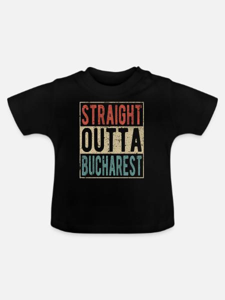 Direkt aus Bukarest heraus - Baby Bio-T-Shirt mit Rundhals - Schwarz