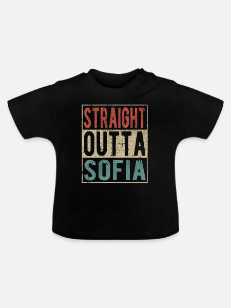 Direkt aus Sofia - Baby Bio-T-Shirt mit Rundhals - Schwarz