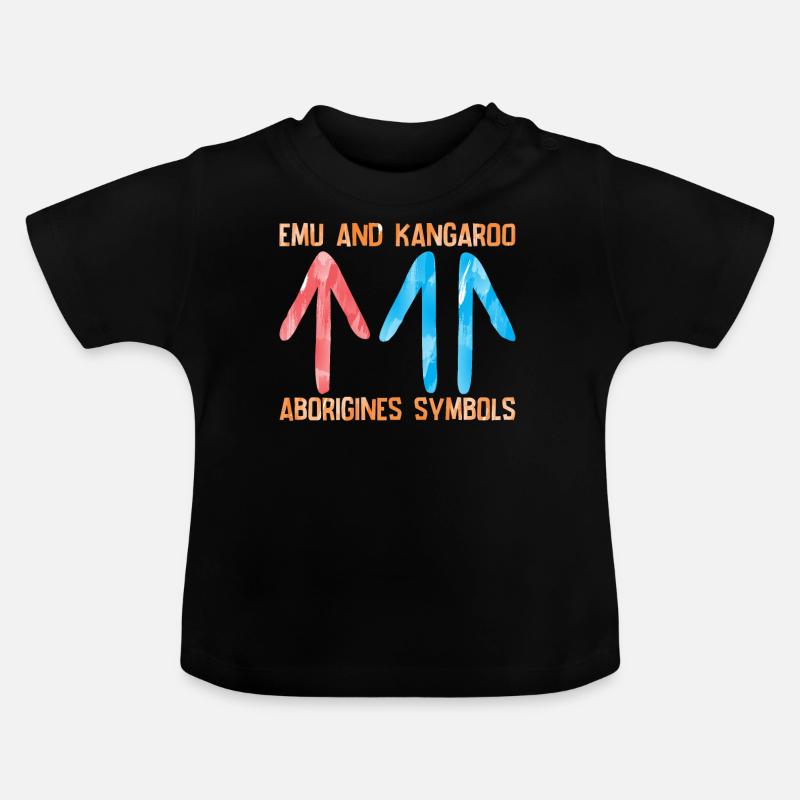 Émeu Kangourou Aborigène - T-shirt bio col rond Bébé - noir