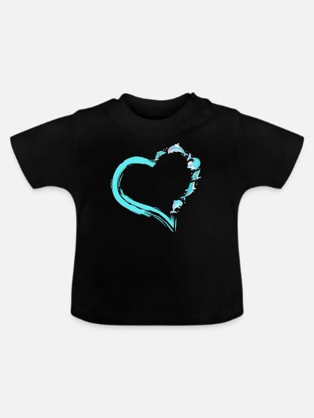 Dolphin Heart - Baby Bio-T-Shirt mit Rundhals - Schwarz