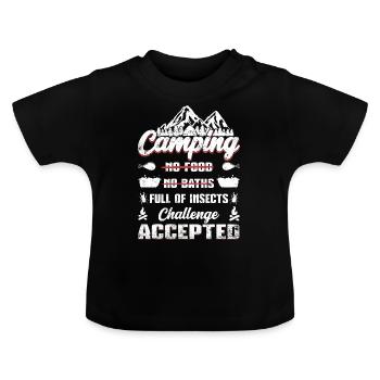 Défi de camping accepté - T-shirt bio col rond Bébé - noir - Devant