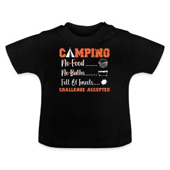 Défi de camping accepté - T-shirt bio col rond Bébé - noir - Devant