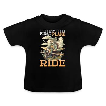My First Plane Ride 58 - Baby Organic T-Shirt with Round Neck - black - Front