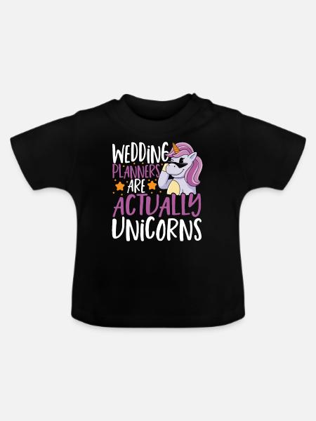 Hochzeitsplaner sind eigentlich Einhörner - Baby Bio-T-Shirt mit Rundhals - Schwarz