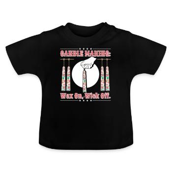 Fabrication de bougies : cire, mèche enlevée. - T-shirt bio col rond Bébé - noir - Devant