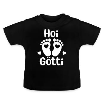 Hoi Götti hallo Onkel Patenonkel Schwangerschaft - Baby Bio-T-Shirt mit Rundhals - Schwarz - Vorne