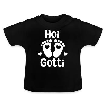 Hoi Gotti hallo Tante Patentante Schwangerschaft - Baby Bio-T-Shirt mit Rundhals - Schwarz - Vorne