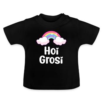 Hoi Grosi Hallo Oma Schweiz Schweizer Oma - Baby Bio-T-Shirt mit Rundhals - Schwarz - Vorne