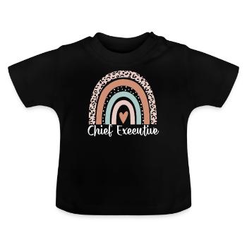Directeur général Rainbow Leopard Funny Chief - T-shirt bio col rond Bébé - noir - Devant