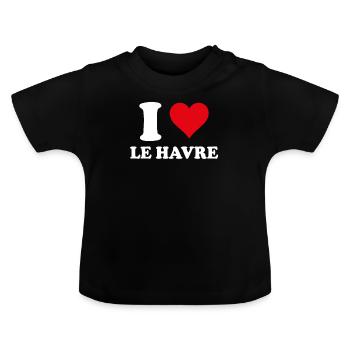I Love Le Havre Gift Tourism - Baby Organic T-Shirt with Round Neck - black - Front