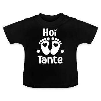 Hoi Tante hallo Gotti Patentante Schwangerschaft - Baby Bio-T-Shirt mit Rundhals - Schwarz - Vorne