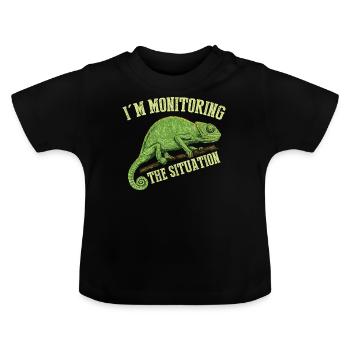 J’ai surveillé la situation, T-shirt caméléon - T-shirt bio col rond Bébé - noir - Devant