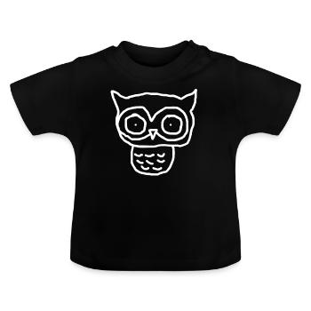Owl - Baby Organic T-Shirt with Round Neck - black - Front