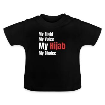 Mein Recht, Meine Stimme, Mein Hijab, Meine Wahl, - Baby Bio-T-Shirt mit Rundhals - Schwarz - Vorne