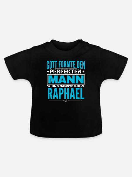 Raphael Name Design - Baby Bio-T-Shirt mit Rundhals - Schwarz