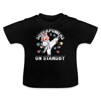 Supermächte in Bereitschaft - Baby Bio-T-Shirt mit Rundhals - Schwarz - Vorne
