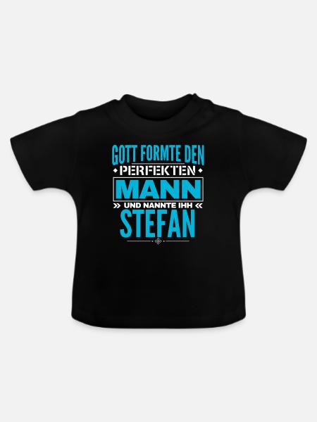 Stefan Name Design - Baby Bio-T-Shirt mit Rundhals - Schwarz