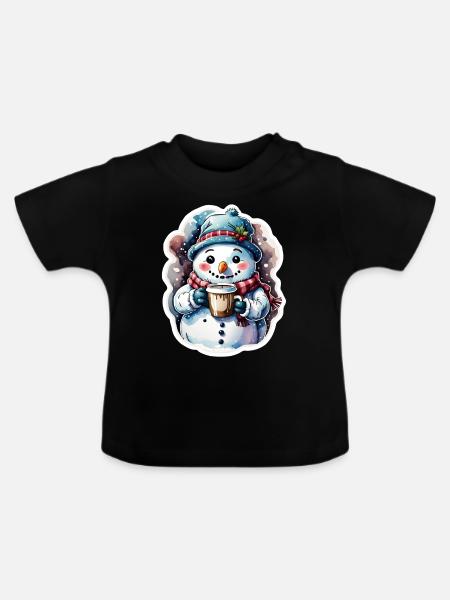 Schneemann - Baby Bio-T-Shirt mit Rundhals - Schwarz