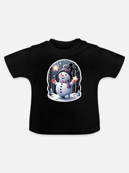 Schneemann - Baby Bio-T-Shirt mit Rundhals - Schwarz