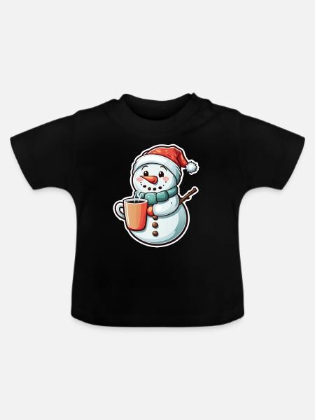 Schneemann - Baby Bio-T-Shirt mit Rundhals - Schwarz