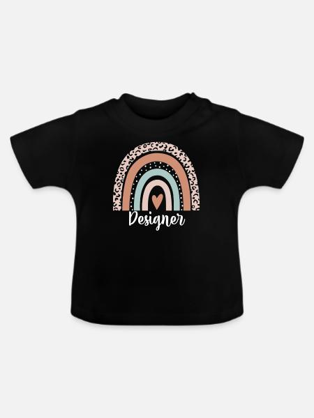 Designer-Regenbogen-Leopard. Lustiger Designer - Baby Bio-T-Shirt mit Rundhals - Schwarz
