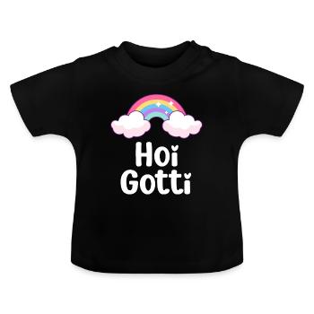 Hoi Gotti hallo Tante Patentante Schwangerschaft - Baby Bio-T-Shirt mit Rundhals - Schwarz - Vorne