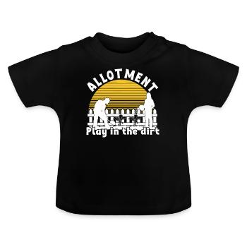 Allotment Play in the dirt - Baby Organic T-Shirt with Round Neck - black - Front