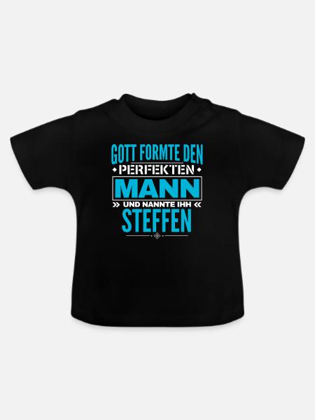 Steffen Name Design - Baby Bio-T-Shirt mit Rundhals - Schwarz