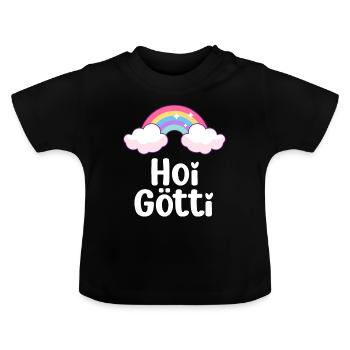 Hoi Götti hallo Onkel Patenonkel Schwangerschaft - Baby Bio-T-Shirt mit Rundhals - Schwarz - Vorne