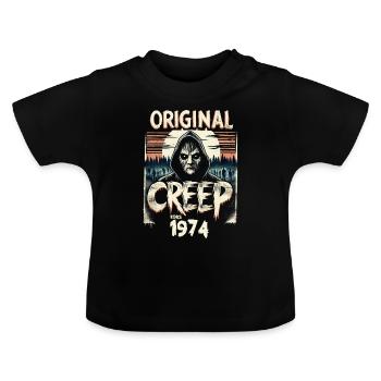 Vintage Creep depuis 1974 - anniversaire d’horreur rétro - T-shirt bio col rond Bébé - noir - Devant