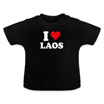 I Love Laos Coeur Cadeau Laotien Laotienne - T-shirt bio col rond Bébé - noir - Devant
