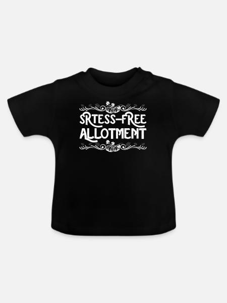 Stressfreier Schrebergarten - Baby Bio-T-Shirt mit Rundhals - Schwarz