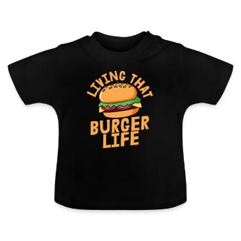 Vivre que Burger Life Hamburger Nourriture Pain à la viande - T-shirt bio col rond Bébé - noir - Devant