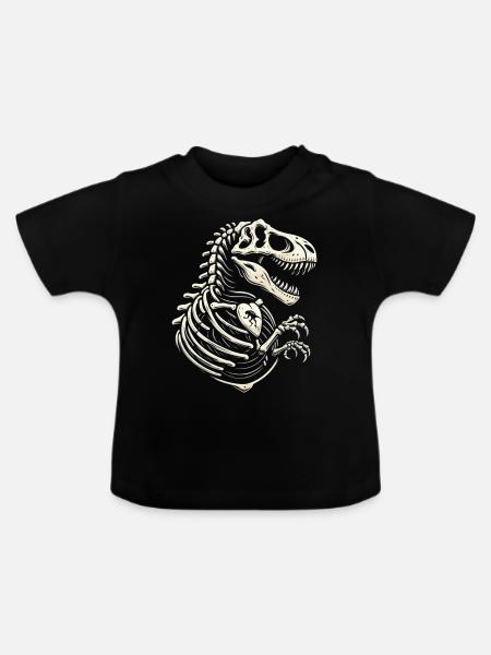 T-Rex-Dinosaurier - Baby Bio-T-Shirt mit Rundhals - Schwarz