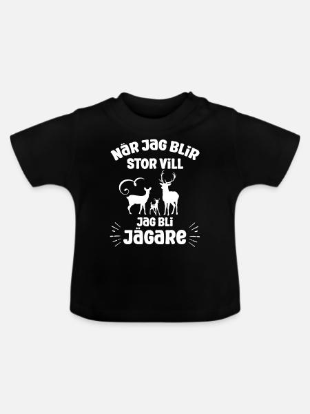 Nar jag blir stor vill jag bli jägare liten jägare - Ekologisk T-shirt med rund hals baby - svart