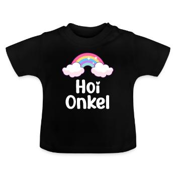 Hoi Onkel hallo Onkel du wirst Onkel Schweiz - Baby Bio-T-Shirt mit Rundhals - Schwarz - Vorne