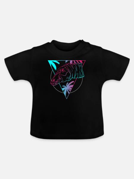 Farbiger Dino Kreis Kunst Geschenk - Baby Bio-T-Shirt mit Rundhals - Schwarz