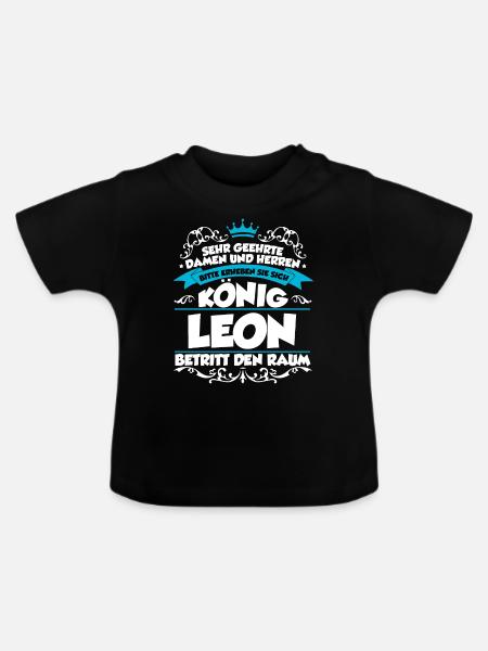 Leon Name Design - Baby Bio-T-Shirt mit Rundhals - Schwarz