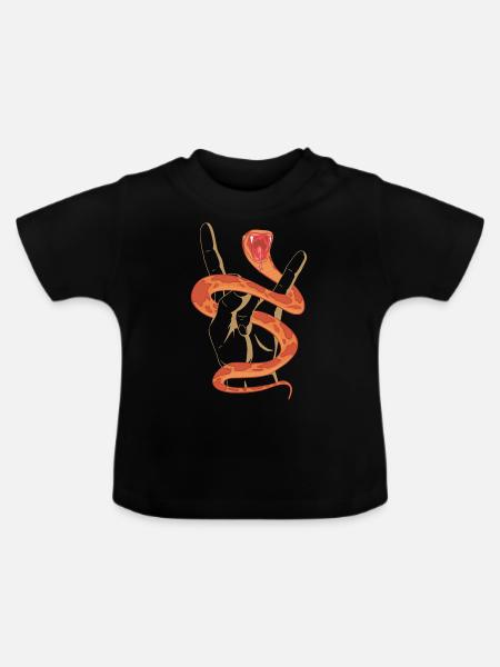 Snake - Baby Organic T-Shirt with Round Neck - black