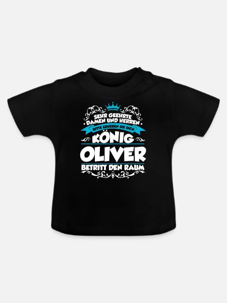 Oliver Name Design - Baby Bio-T-Shirt mit Rundhals - Schwarz