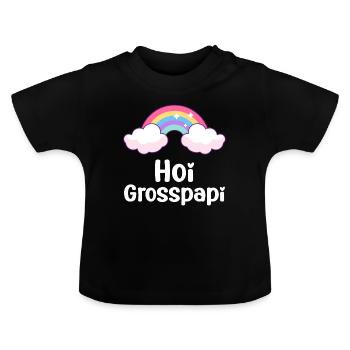 Hoi Grosspapi befördert zum Grosspapi Opa - Baby Bio-T-Shirt mit Rundhals - Schwarz - Vorne