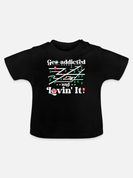 Geo-süchtig und liebend! - Baby Bio-T-Shirt mit Rundhals - Schwarz
