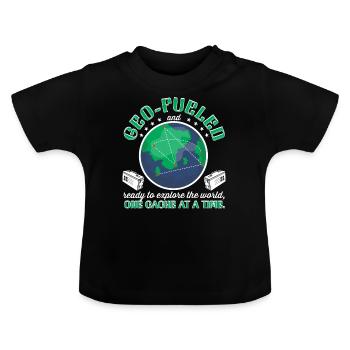 ready to explore the world, one cache at a time. - Baby Organic T-Shirt with Round Neck - black - Front